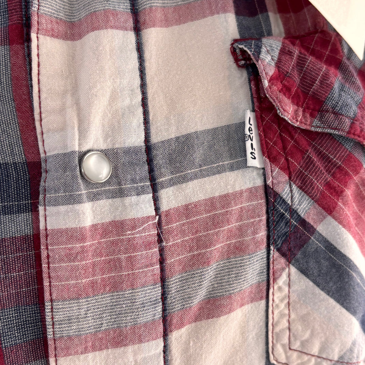 hank Plaid Western Boho Ruffle Collar Pearl Snap Shirt Size M