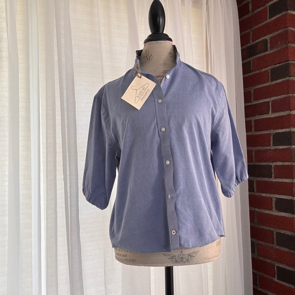 blake Classic Silk Lined Collar Preppy Upcycled Shirt Size M